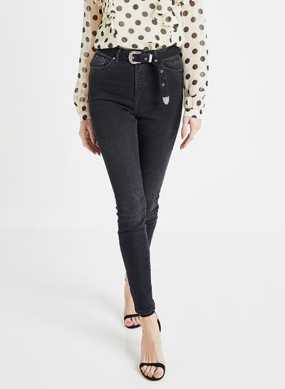 اشتري Belted High Waist Skinny Jeans في الامارات