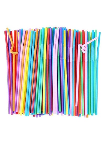 Buy 100-Piece Disposable Bendy Party Drinking Straw Set in Egypt