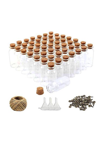 Buy Pack Of 52 Mini Glass Bottle With Accessories Set Clear/Beige in Saudi Arabia