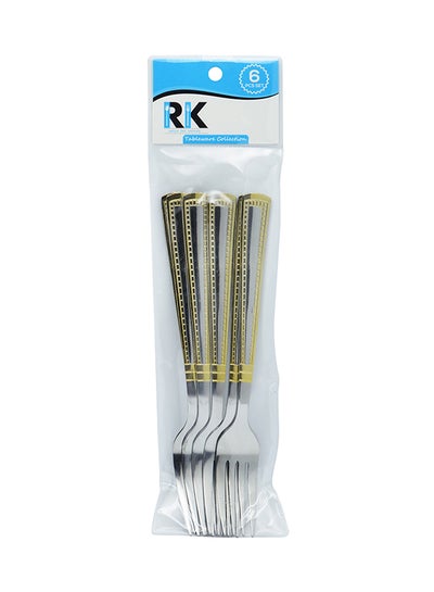 Buy 6-Piece Fork Set Silver/Gold 20.5cm in UAE