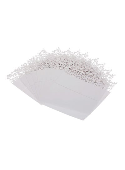 Buy 10-Piece Carved Flower Wedding Name Card White 12.50x0.50x9.50centimeter in Saudi Arabia