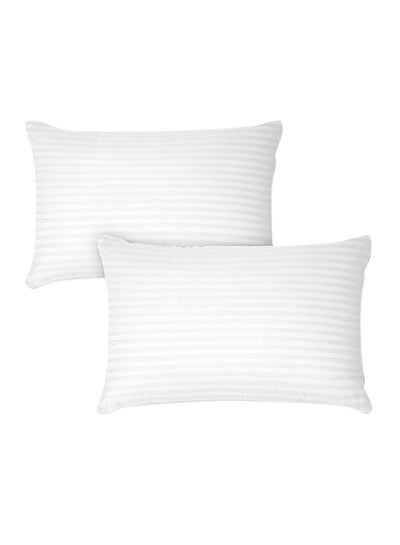 Buy 2- Piece Of Comfortable Strip Hotel Pillow Microfiber White 180x50centimeter in Saudi Arabia