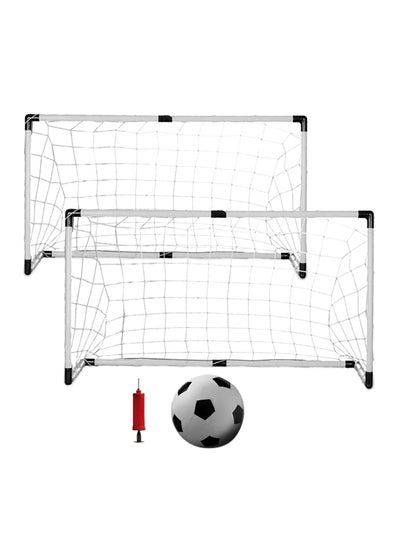 Buy Set Of 2 Kids Soccer Mini Goals With Ball And Pump 61x92x48cm in Saudi Arabia
