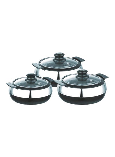 Buy 3-Piece Insulated Casserole Set Silver/Black in UAE