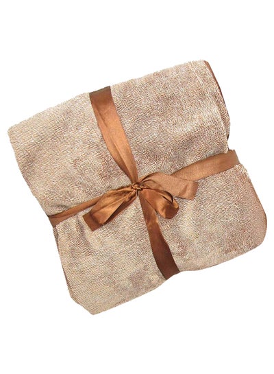 Buy Reversible Ultra Plush Blanket Fabric Brown 45 x 60inch in UAE