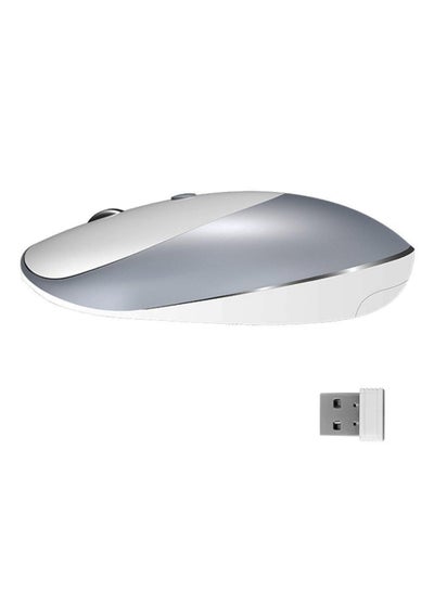 Buy Slim Rechargeable Wireless Silence Button Mouse Grey/White in UAE