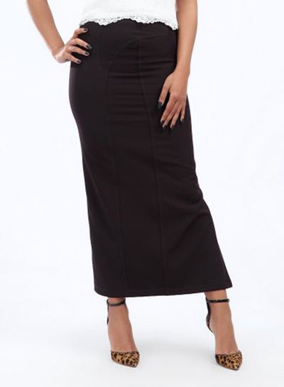 Buy Casual Plain Maxi Skirt Dark Brown in Egypt