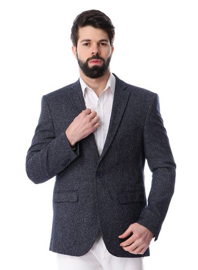 Buy Solid Pattern Slim Fit Blazer Navy Blue in UAE