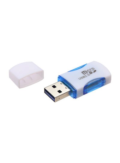 Buy Mini Portable USB 2.0 TF Card Reader White/Blue in Saudi Arabia