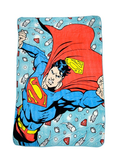 Buy Supeman Design  Flannel Blanket Polyester Blue/Red/Yellow 160x220cm in UAE