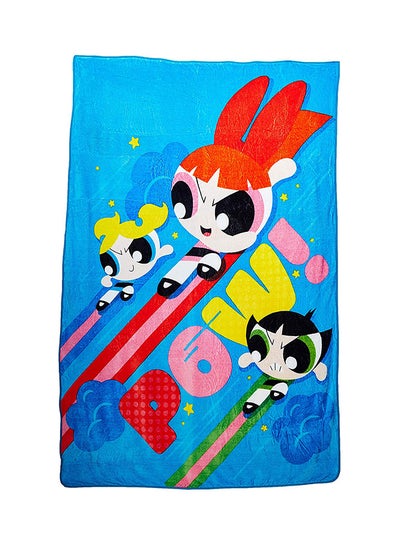 Buy Powerpuff Girls Design Flannel Blanket Polyester Multicolour 160x220centimeter in UAE