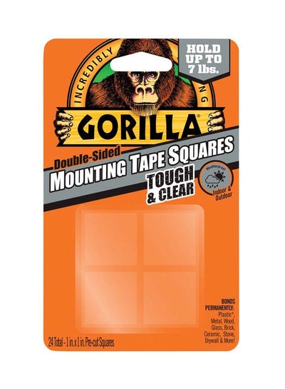 Buy Tough & Clear Double Sided Mounting Tape Squares, 24 1" Pre-Cut Squares, (Pack of 1) Clear in UAE