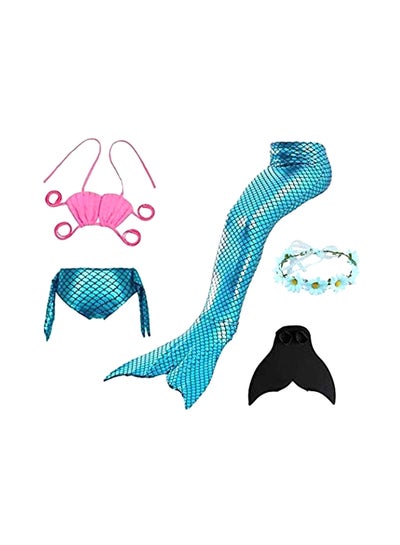 Buy 4-Piece Mermaid Swimming Suit Set With Fin in UAE