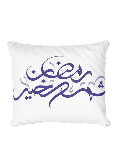 اشتري Decorative Printed Pillow Cover بوليستر أبيض/أزرق في مصر