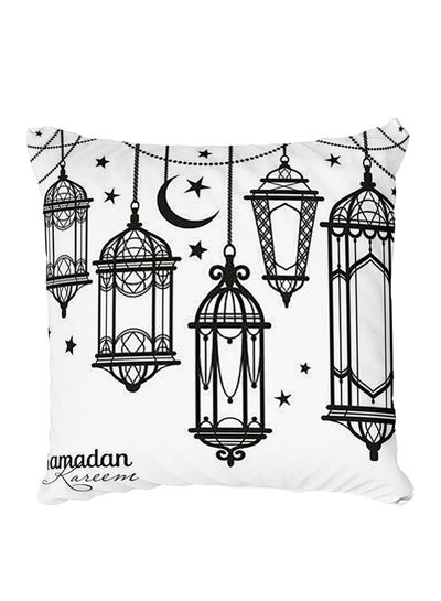 Buy Decorative Printed Pillow Cover White in Egypt