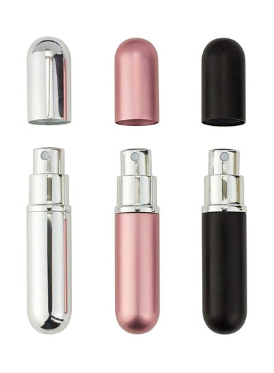 Buy 3-Piece Portable Mini Refillable Spray Bottle Silver/ Pink/ Black in Egypt