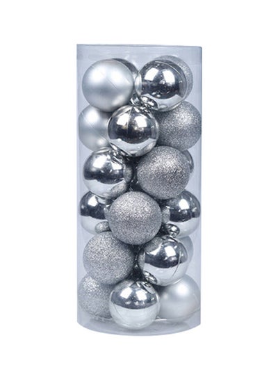 Buy 24-Piece Christmas Tree Decor Ball Set Silver 6centimeter in UAE