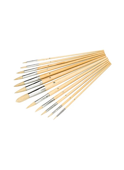 Buy 12-Piece Artists Paint Brush Set Beige in UAE