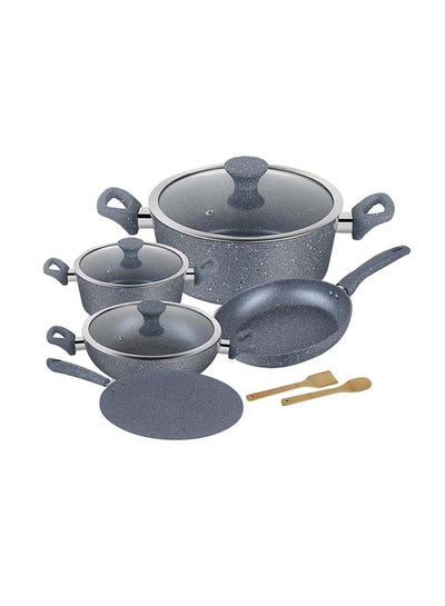 Buy 10-Piece Aluminum Cookware Set Grey in UAE