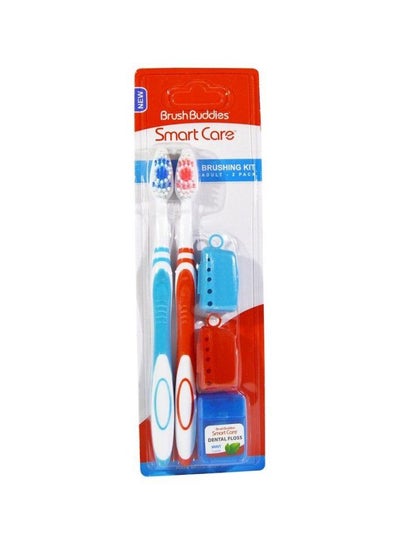 Buy 5-Piece Smart Care Brushing Kit White/Blue/Red in Saudi Arabia