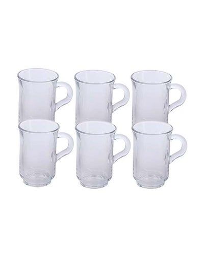 Buy 6-Piece Turkish Glass Tea Cup Set Clear in Egypt
