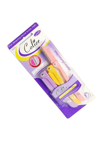 Buy 3-Piece Facial Hair Shaving Kit Pink/Purple/Yellow in UAE