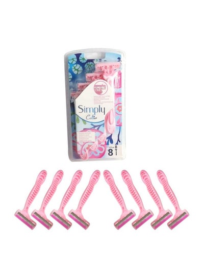 Buy 8-Piece Simply Colier Razor Set Pink in Saudi Arabia