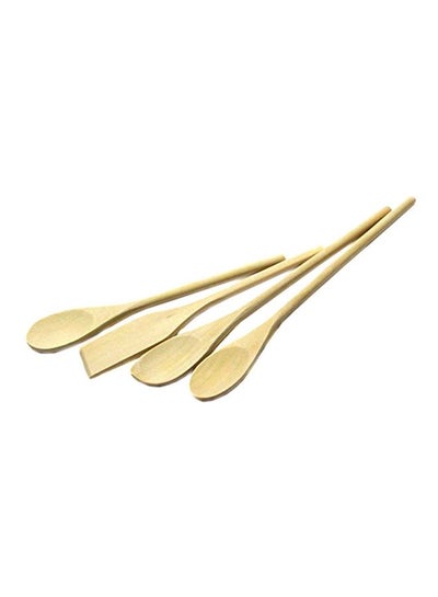 Buy 4-Piece Wooden Spoon Set Brown in Saudi Arabia