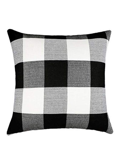 Buy Decorative Buffalo Checkers Printed Throw Pillow Cover Black/White 18x18inch in UAE