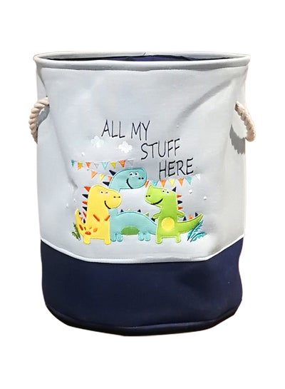 Buy Cute Dinosaur Baby Foldable Laundry Basket Blue/Grey/Yellow 35x40cm in Saudi Arabia