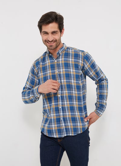 Buy Check Pattern Long Sleeves Shirt Blue/Yellow in Egypt