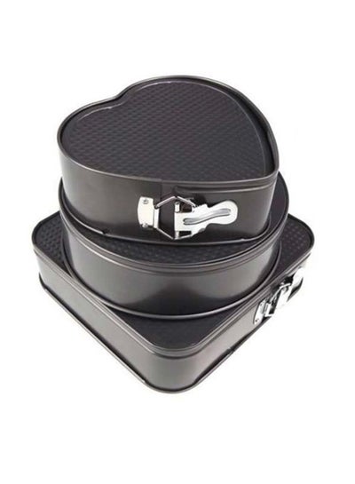 Buy 3-Piece Cake Mould Pan Set Black 20X26X27cm in Egypt