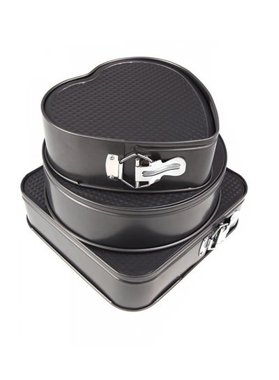 Buy 3-Piece Cake Mould Pan Set Black 20X26X27cm in Egypt