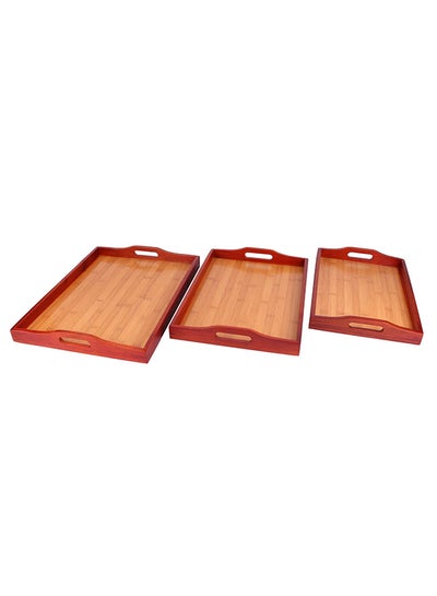 3 Piece Wooden Tray Set
