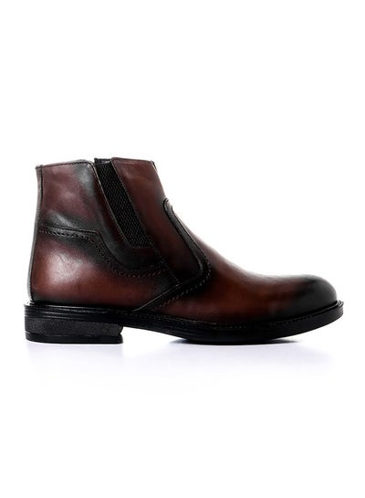 Buy Leather Pull On Ankle Boot Brown in Egypt