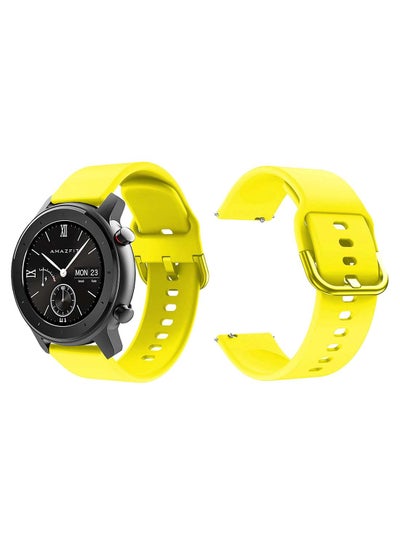 Buy Official Solid Silicon Replacement Band 20mm For Amazfit GTR 42mm Round Yellow in UAE