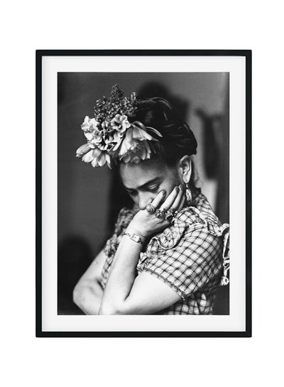 Buy Frida Kahlo Poster With Frame Black/White 40 x 50cm in UAE