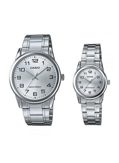 Buy Stainless Steel Couple Quartz Analog Watch MTP/LTP-V001D-7BUDF - Silver in UAE