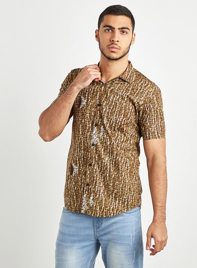 Buy Printed Slim Fit Shirt With Spread Collar Multicolour in Egypt