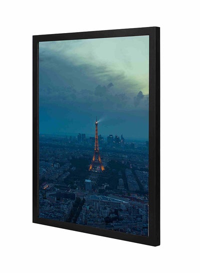 Buy Eiffel Tower Illustration Wooden Framed Wall Art Painting Blue 43x53cm in Saudi Arabia