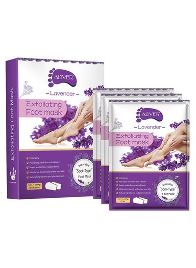 Buy Pack Of 3 Lavender Exfoliating Foot Mask Multicolour in Saudi Arabia