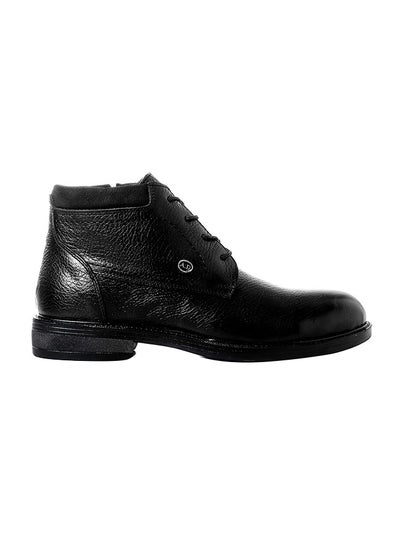 Buy Leather Lace Up Ankle Boot Black in Egypt