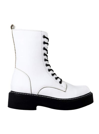 Buy Leather Lace Up Half Boot White in Egypt