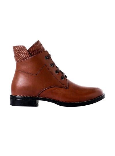Buy Leather Lace Up Ankle Boot Tan in Egypt