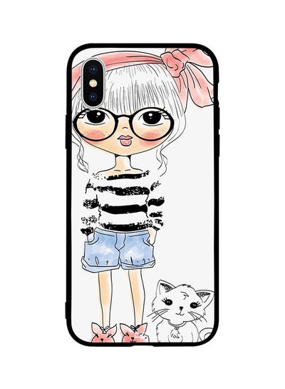 Buy Skin Case Cover -for Apple iPhone X Cute Girl Cartoon with Cat Cute Girl Cartoon with Cat in Egypt