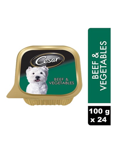 Buy Beef and Vegetables Wet Dog Food Foil Tray 100g Pack of 24 in UAE