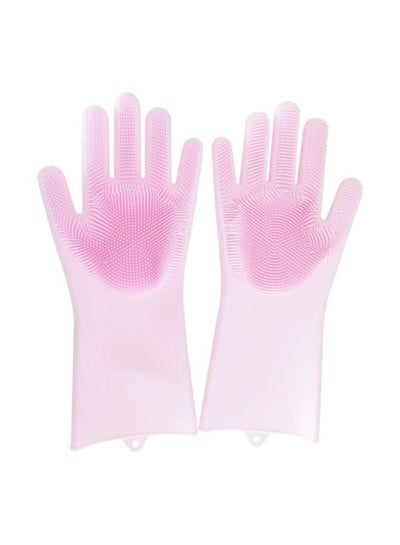 Buy Silicone Cleaning Gloves Pink 14.06x6.50inch in Egypt