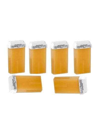 اشتري 6-Piece Roll Hair Removal Wax Cartridge Yellow 100ml في مصر