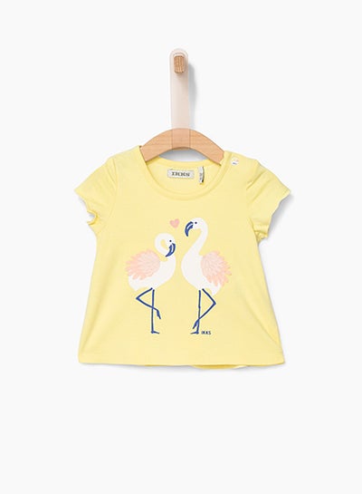 Buy Flamingo Print T-Shirt Yellow in Saudi Arabia