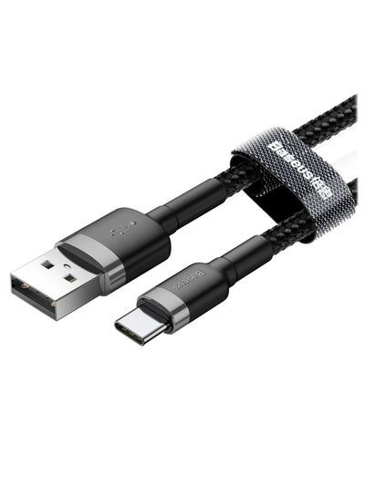 اشتري كابل ‎USB Type C‎ بتصميم مضفر من النايلون للشحن السريع بشدة تيار 3.0 أمبير وبطول 1 م من سلسلة كافول - متوافق مع سامسونج S21/ ‏S20/ ‏S9/ نوت 20/ 10/ هواوي P30/ ‏P20/ لايت ميت 20 برو/ P20/ إل جي G5/ ‏G6/ شاومي مي 11 ألترا/ A2 وما إلى ذلك أسود/ رمادي في السعودية